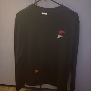 Nike Black Crewneck Sweatshirt with Multi-Logo Embroidery